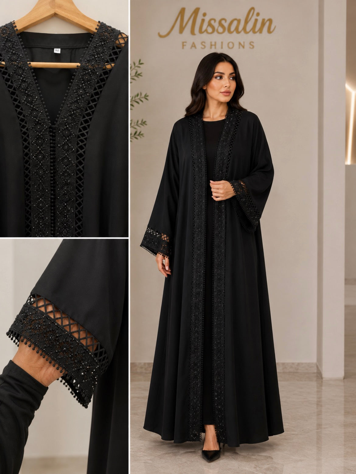 199 AED | LACE ABAYA 2 PCS