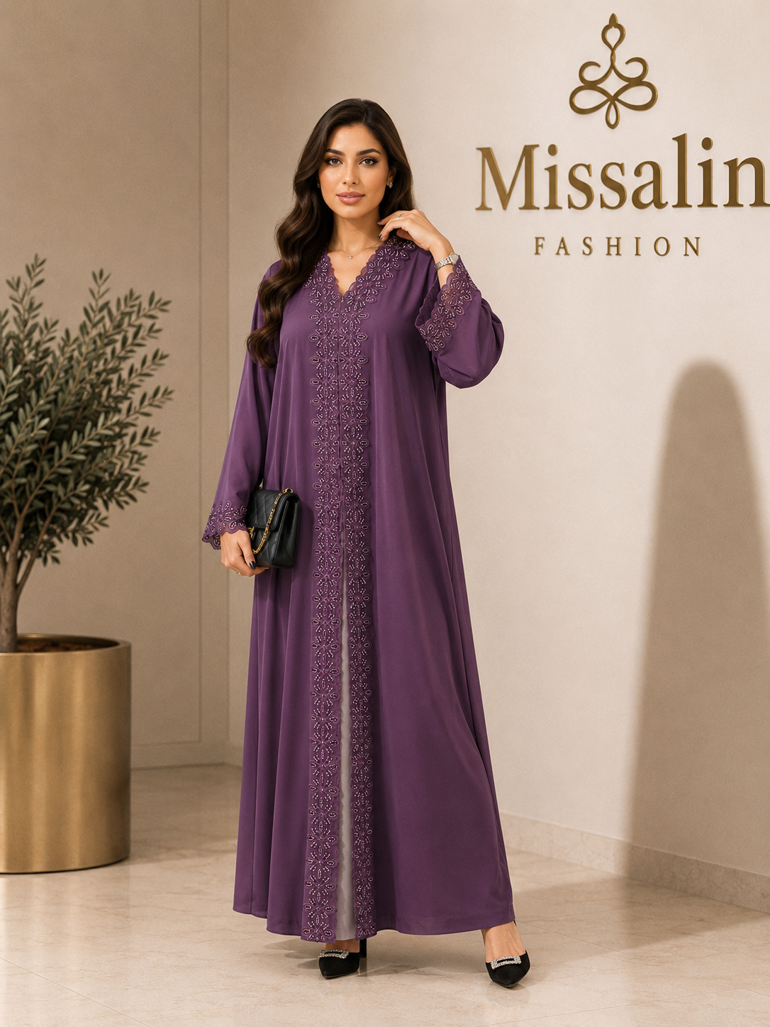 149AED-Laser Bloom Abaya
