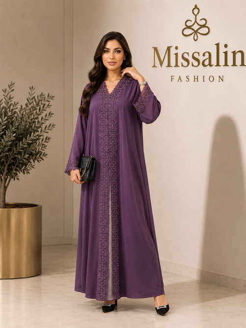 149AED-Laser Bloom Abaya