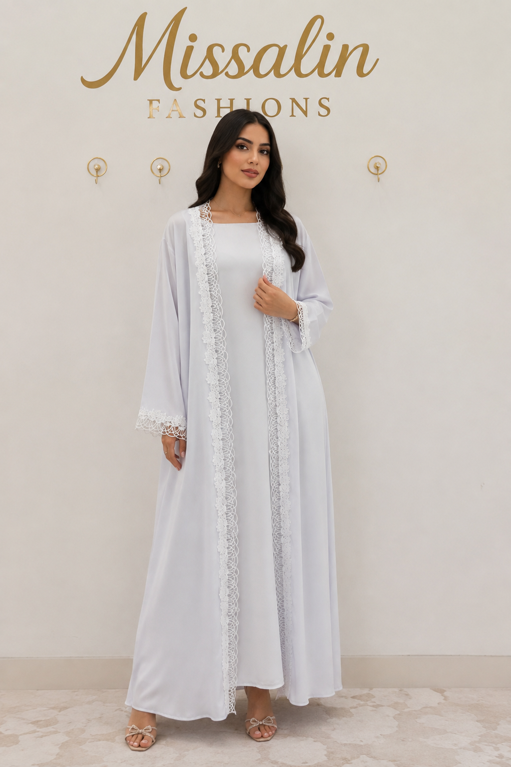 99 AED | WHITE LACE ABAYA
