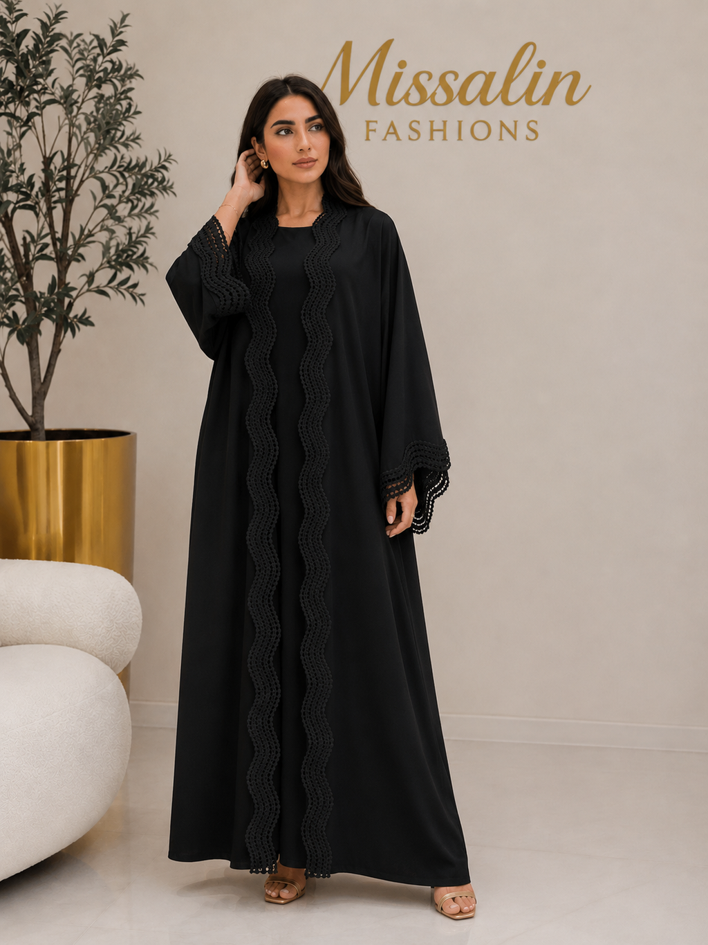 149 AED | WAVY LACE ABAYA