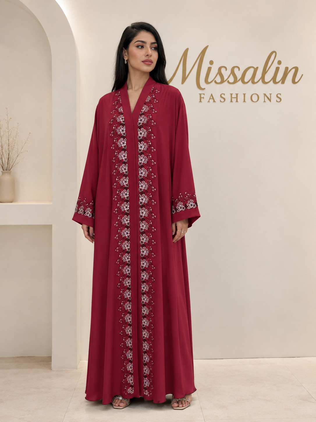 79 AED | RED LACE ABAYA