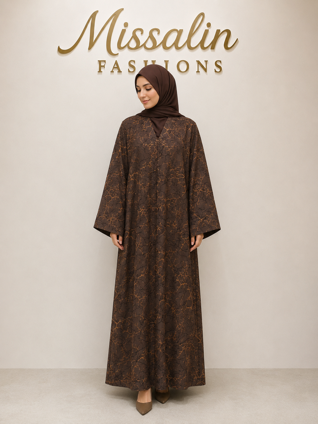 79 AED | BROWN GOLDEN VINE ABAYA