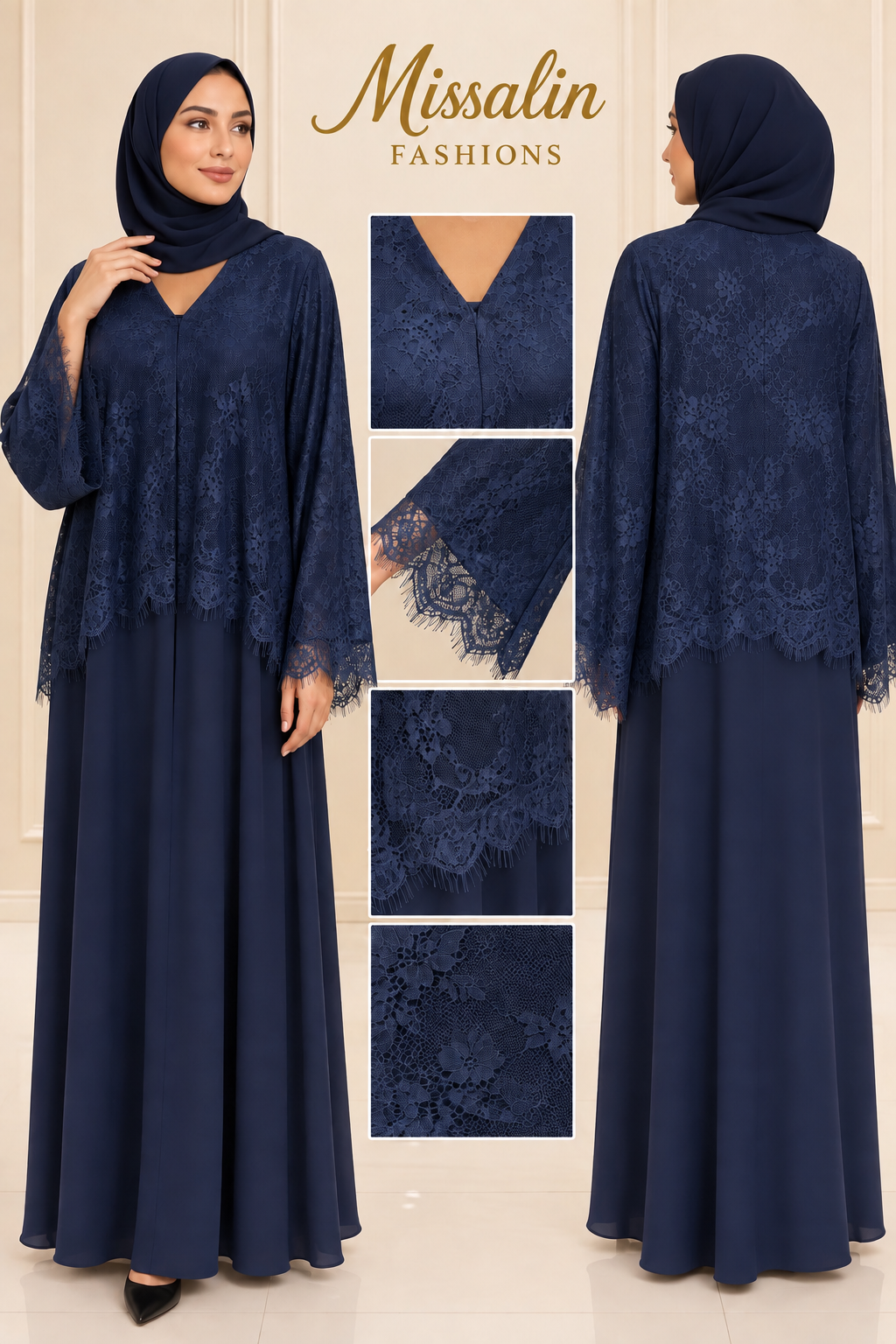 199 AED | HALF LACE ABAYA