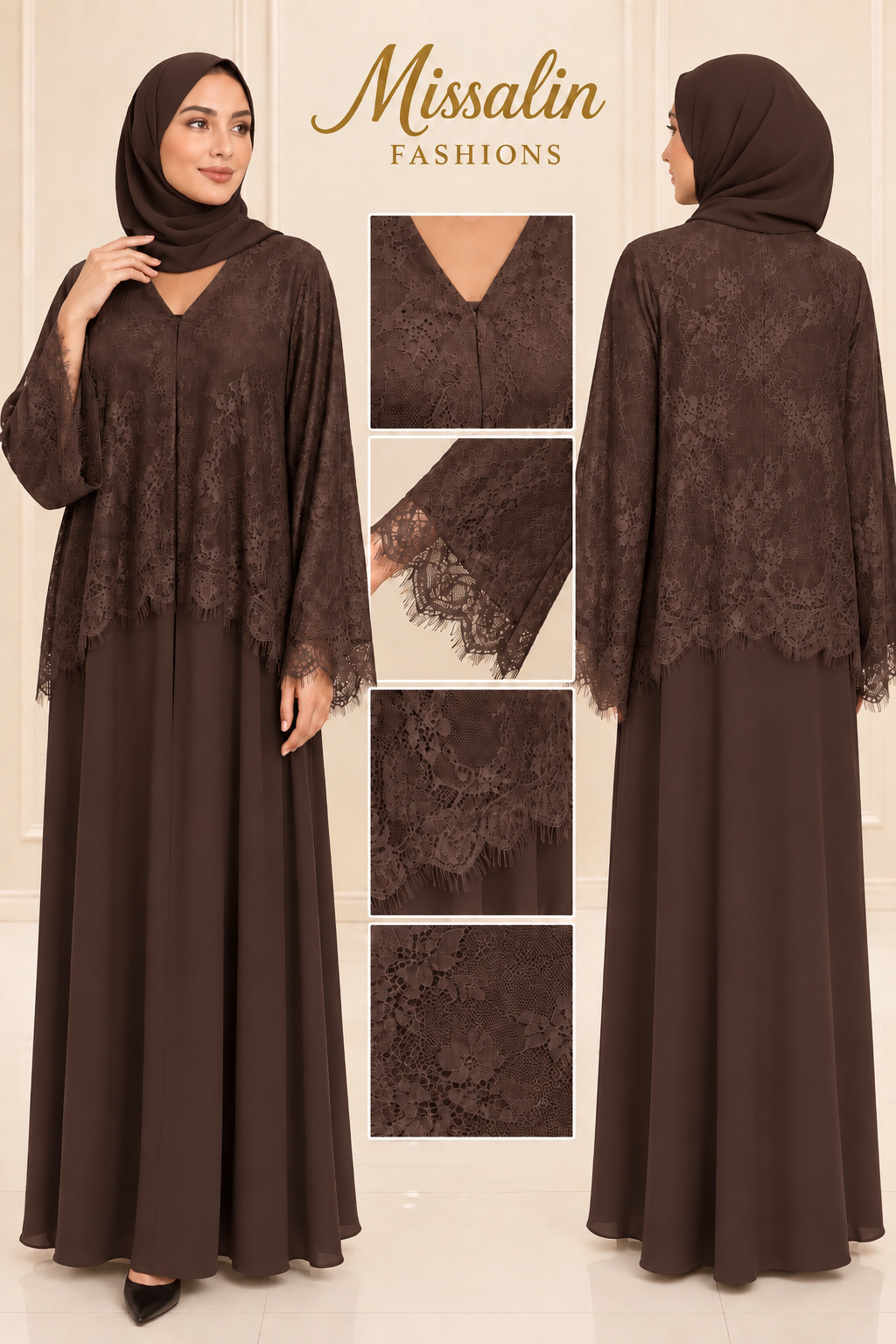 199 AED | HALF LACE ABAYA
