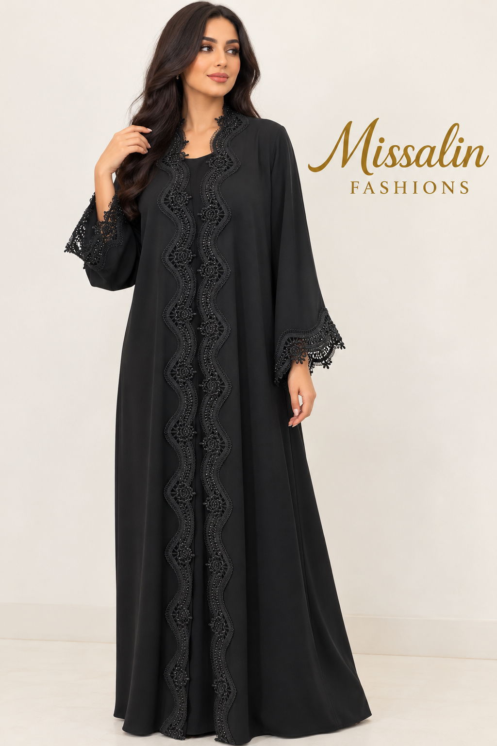 199 AED | WAVY LACE ABAYA